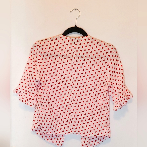 Heart print tie front blouse - Picture 3 of 4